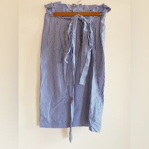 NWT J Crew Blue‎ and White Striped Skirt with Waist Wrap